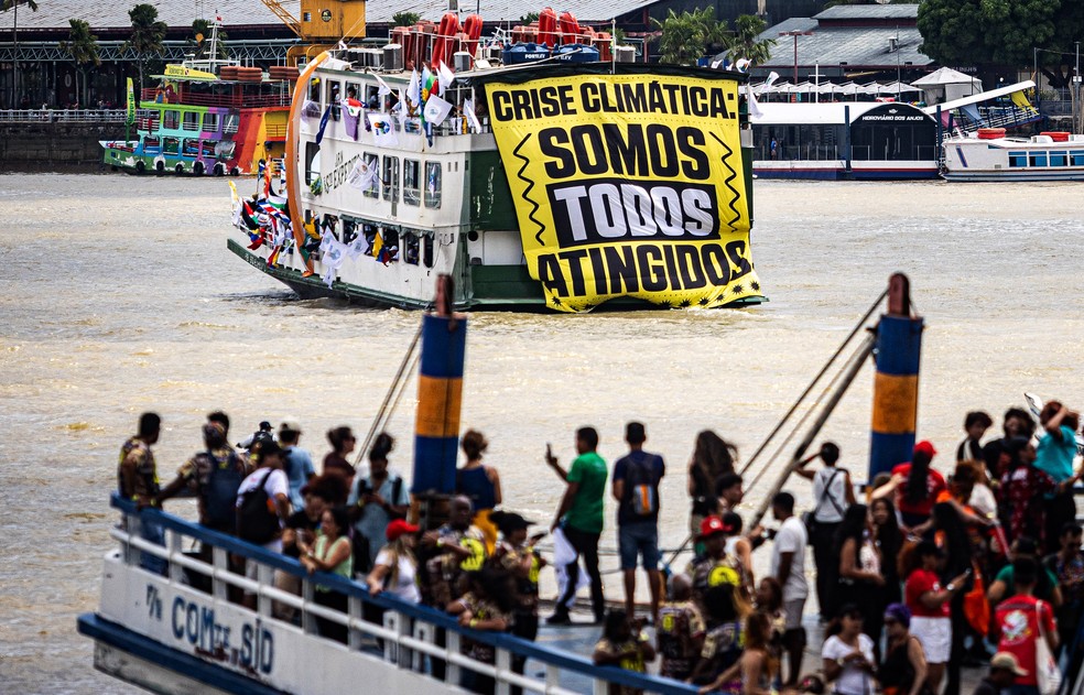 Barqueata da Cúpula dos Povos leva mais de 200 embarcações à Baía do Guajará durante a COP30 — Foto: Hermes Caruzo/COP30