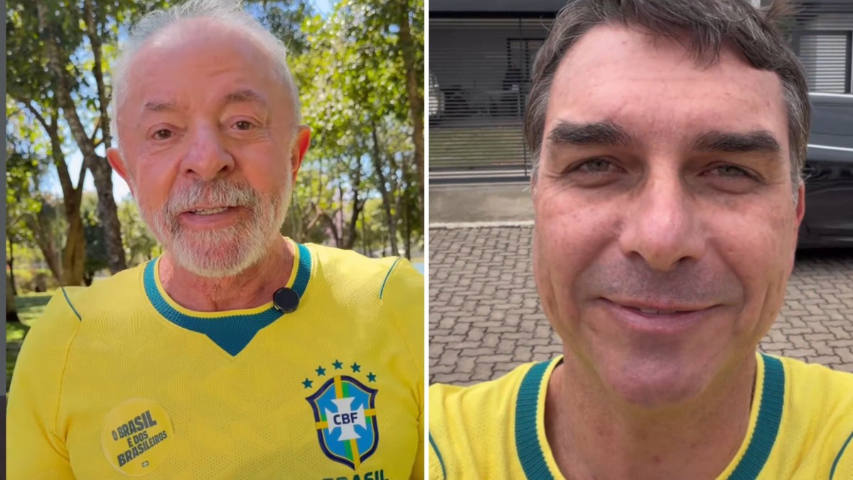 Em clima de estreia do Brasil na Copa do Mundo, Lula e Flávio Bolsonaro torcem nas redes sociais