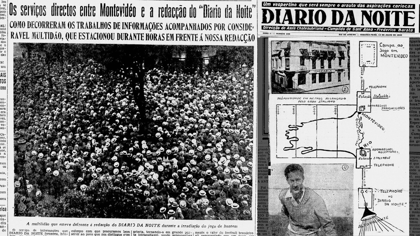 Copa sem delay? Em 1930, jornal do Rio transmitiu o 1º jogo do Brasil em Copas por cabo telefônico submerso