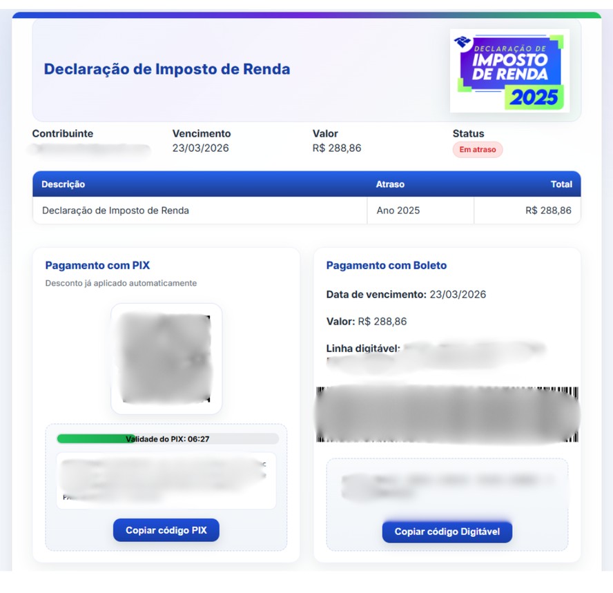 Site falso finge ser da Receita Federal para aplicar golpes.