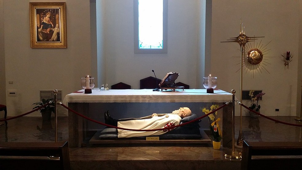Túmulo do agora santo da Igreja Católica. — Foto: Reprodução