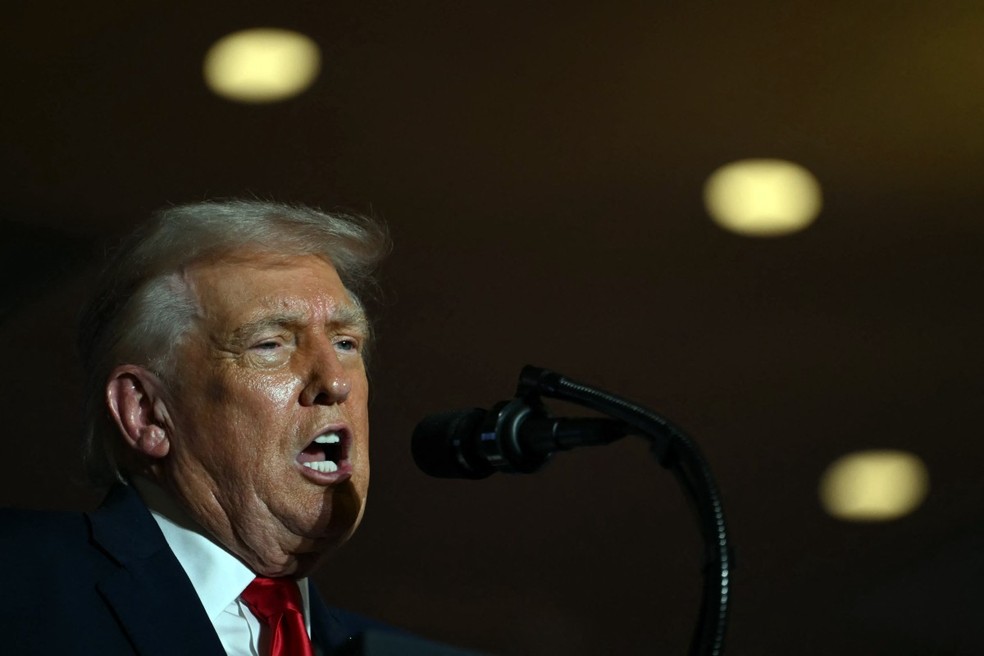 Donald Trump, presidente dos Estados Unidos, durante discurso. &mdash; Foto: ANDREW CABALLERO-REYNOLDS / AFP