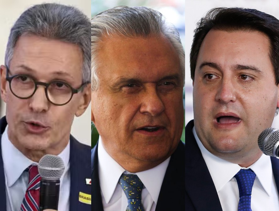 Governadores Romeu Zema, de Minas Gerais; Ronaldo Caiado, de Goiás; e Ratinho Júnior, do Paraná