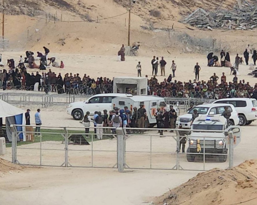 Autoridades americanas na Faixa de Gaza. — Foto: Reprodução