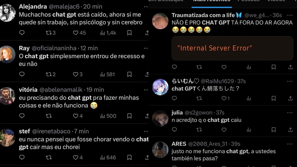 Usuários do ChatGPT relatam instabilidade na plataforma — Foto: Reprodução