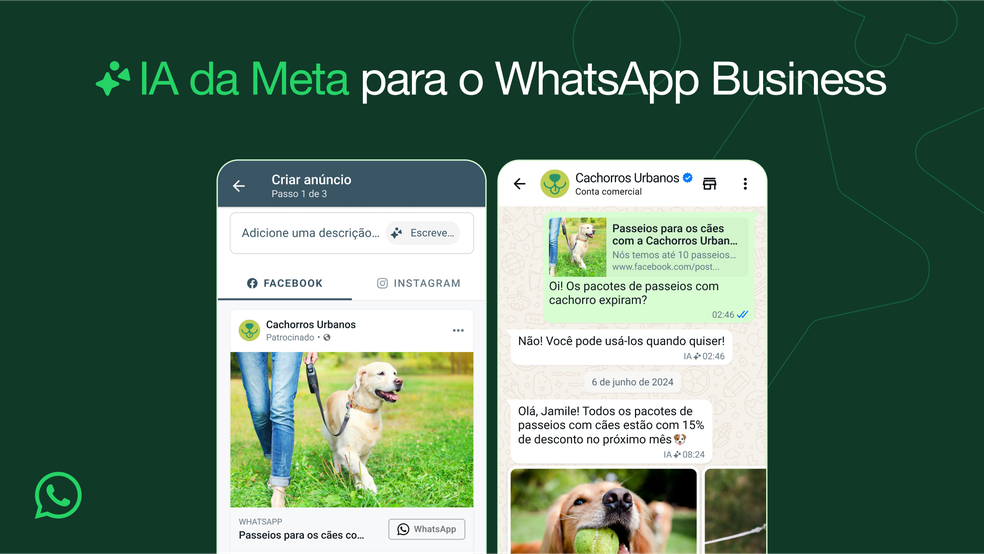 Uso de IA no WhatsApp Business. — Foto: Divulgação