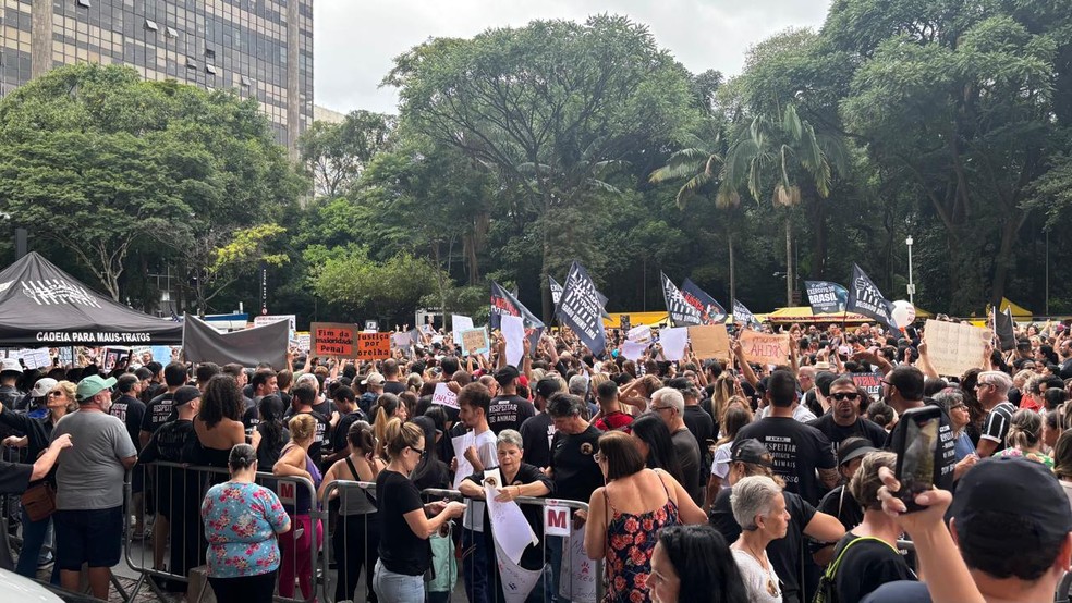 Protestos por morte do cão Orelha em São Paulo — Foto: Matheus Leite/CBN