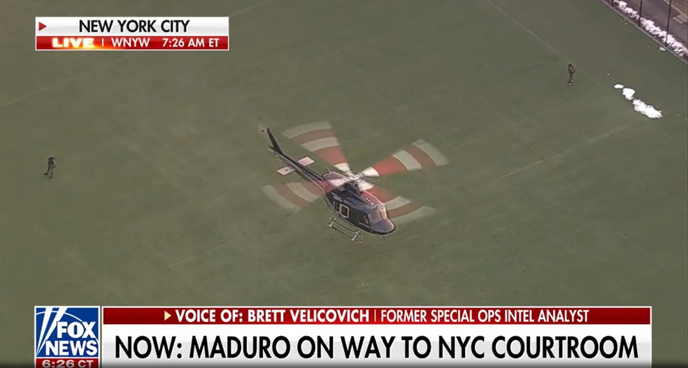 Nicolás Maduro Maduro é transportado para o tribunal da cidade de Nova York para ser formalmente acusado. — Foto: Fox News