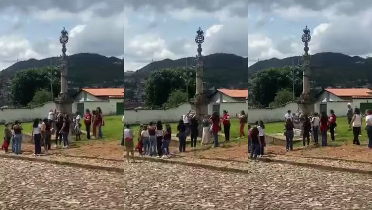 Polícia investiga vídeo de turistas que simulam tortura em pelourinho de Mariana (MG); veja