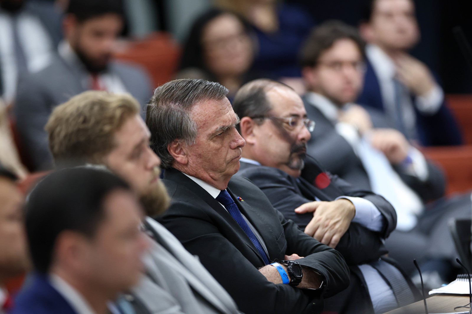 Ex-presidente Jair Bolsonaro, durante interrogatório no STF — Foto: Gustavo Moreno/STF