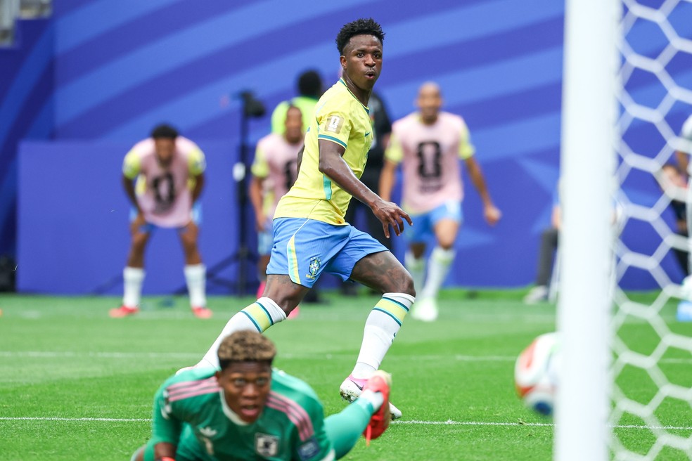 Vini Jr quase marca um golaço contra o Japão, na Copa do Mundo 2026 — Foto: Vanessa Carvalho/Brazil Photo Press/Agencia O Globo