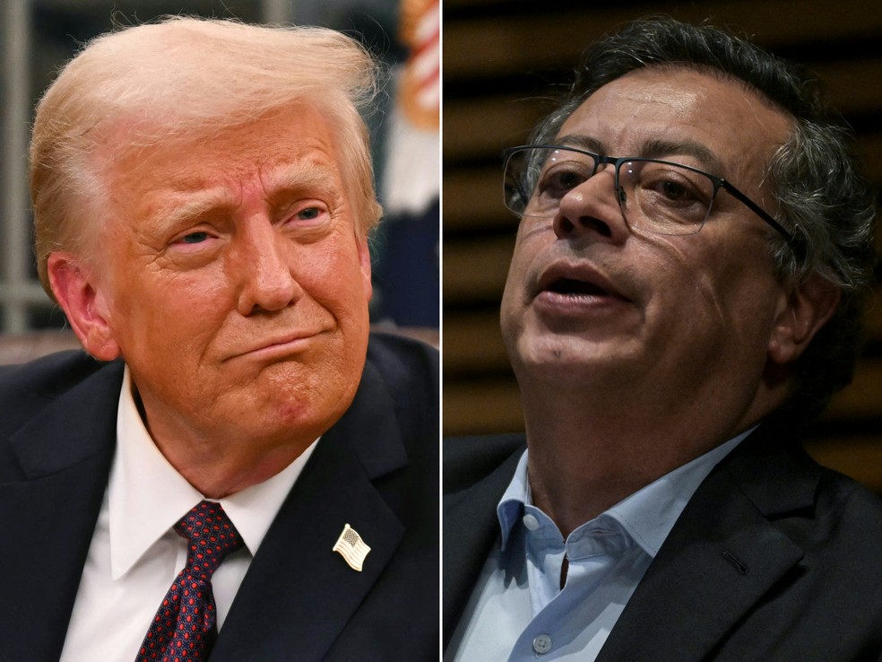 Donald Trump e Gustavo Petro — Foto: Jim WATSON, Yuri CORTEZ / AFP