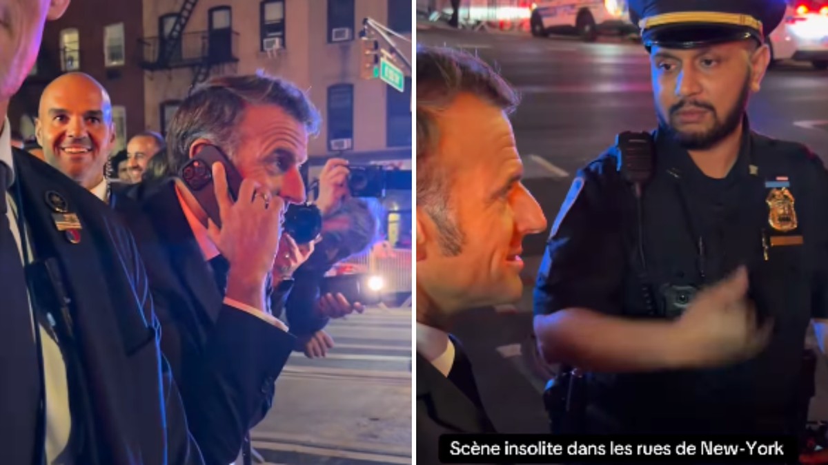 VÍDEO: Macron é 'barrado' em rua de Nova York para passagem da comitiva de Trump e liga para americano