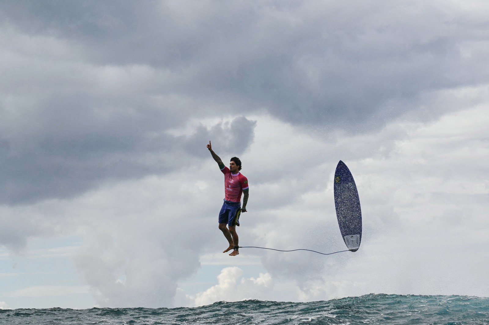 Gabriel Medina nas Olimpíadas de Paris — Foto: JEROME BROUILLET/AFP