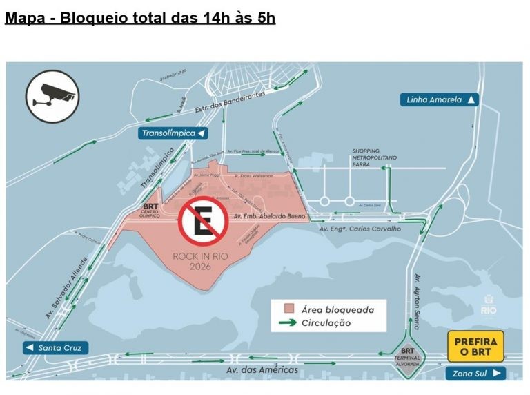 Saiba como serão os bloqueios de ruas no entorno do Rock in Rio 2026; Prefeitura recomenda ir de BRT ao festival - QTU Questões do Universo