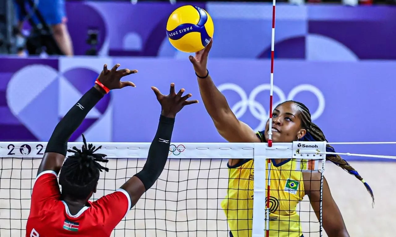 O Brasil vence o Quênia na estreia do vôlei feminino nas Olimpíadas de Paris.  — Foto: Wander Roberto/COB