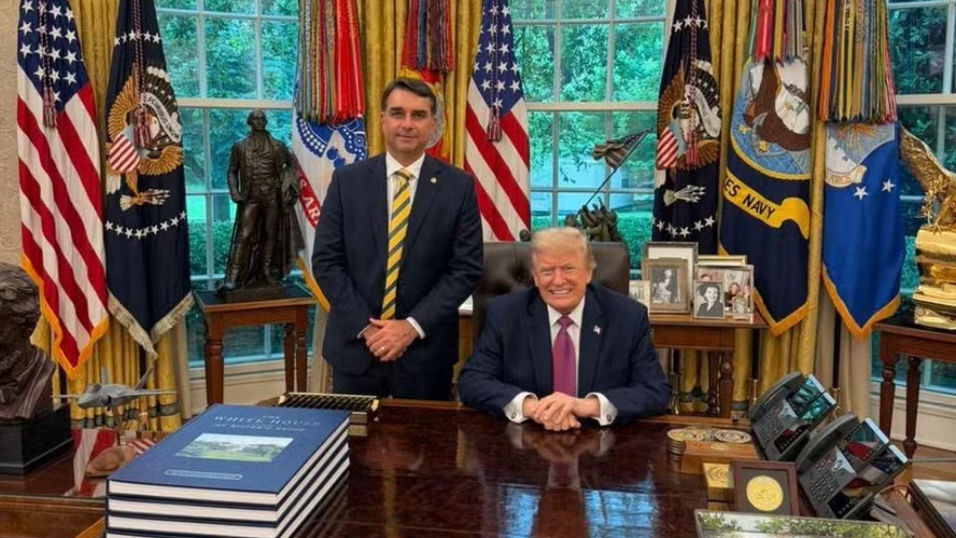Em encontro com Trump, Flávio diz que pediu equiparação de PCC e CV com organizações terroristas