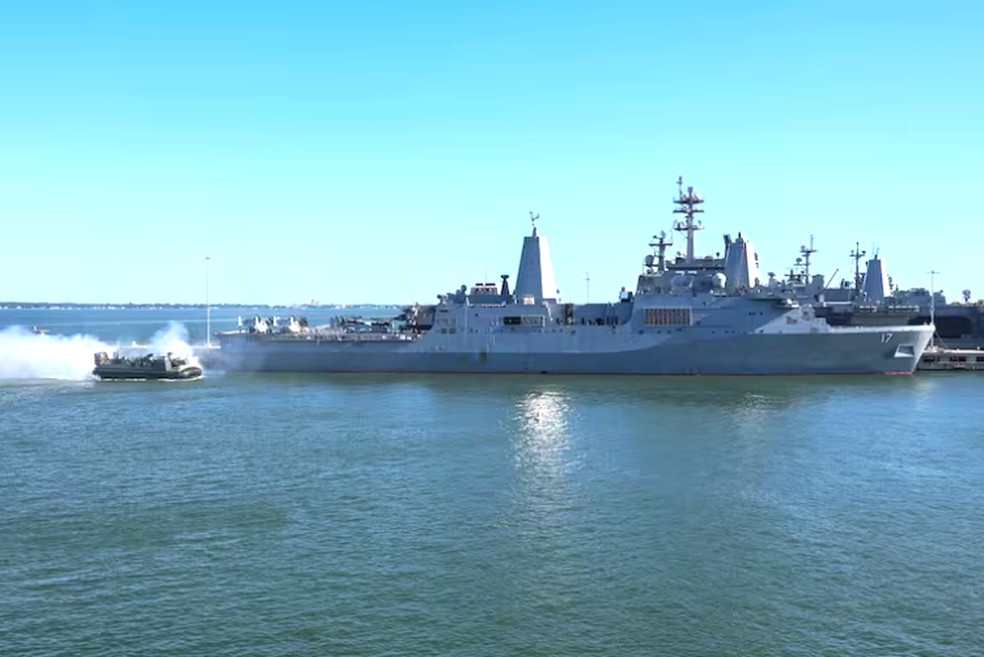 Navio dos EUA rumo a costa do Caribe. — Foto: Divulgação/Departamento de Estado dos EUA