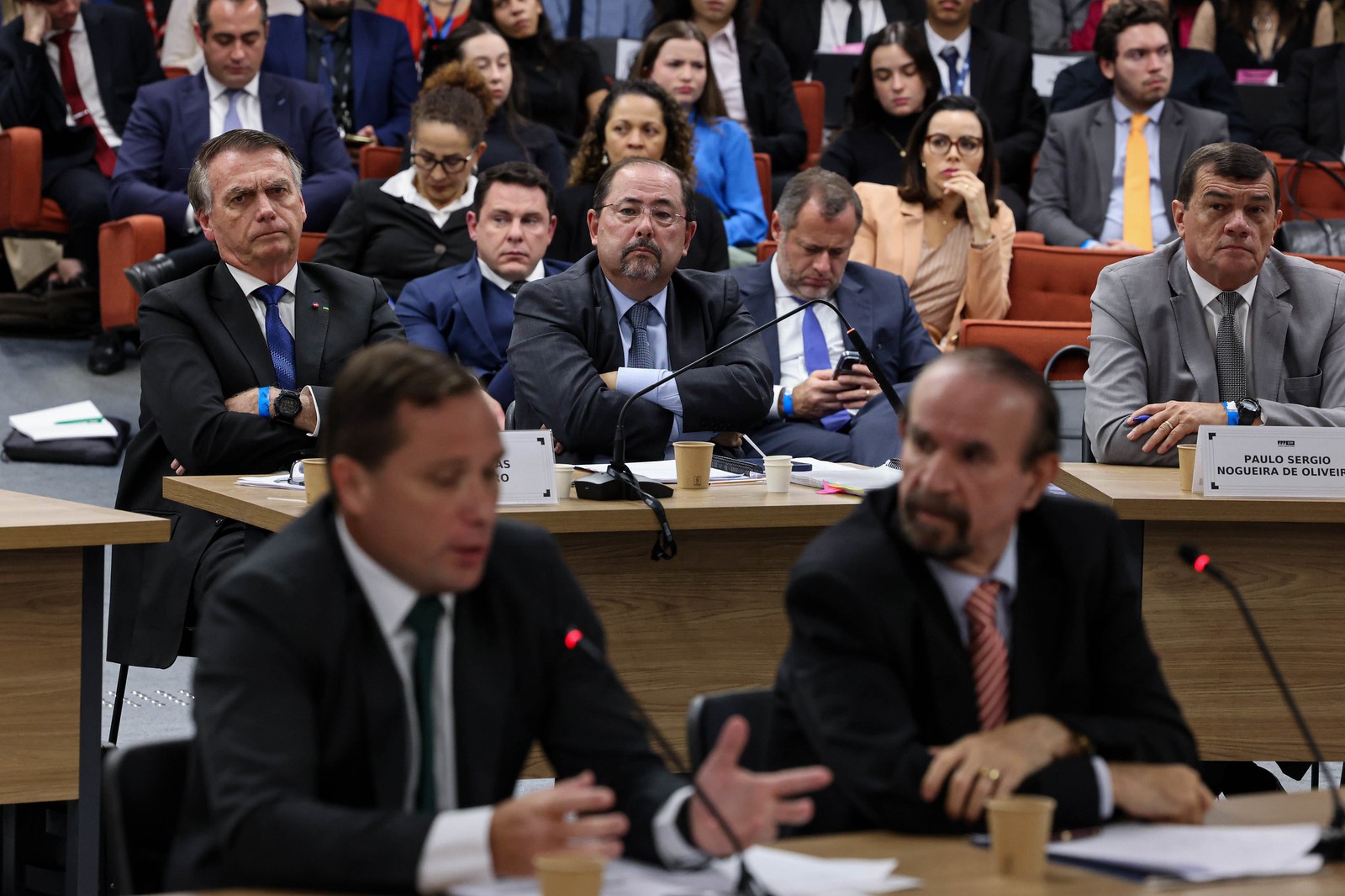 Ex-presidente Jair acompanha interrogatório de Mauro Cid no STF — Foto: Ton Molina/STF