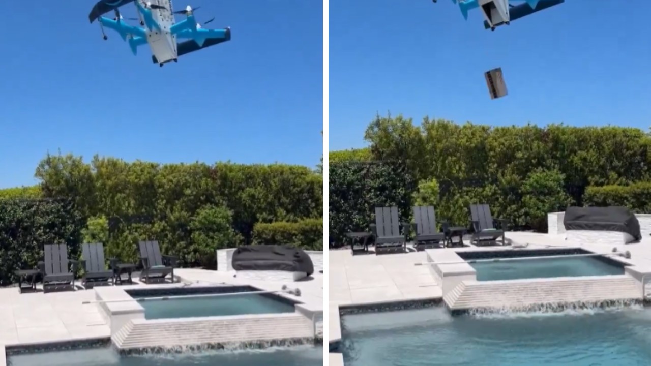 Drone da Amazon joga encomenda em piscina durante entrega logo após empresa anuncia expansão do serviço - QTU Questões do Universo