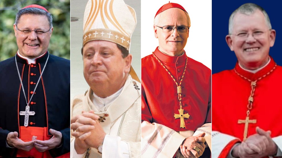 Da esquerda para a direita, cardeais Dom Paulo Cezar Costa, de Bras�lia; Jo�o Braz de Aviz, arcebispo em�rito de Bras�lia; Odilo Pedro Scherer, de S�o Paulo; e Jaime Spengler, de Porto Alegre � Foto: Reprodu��o