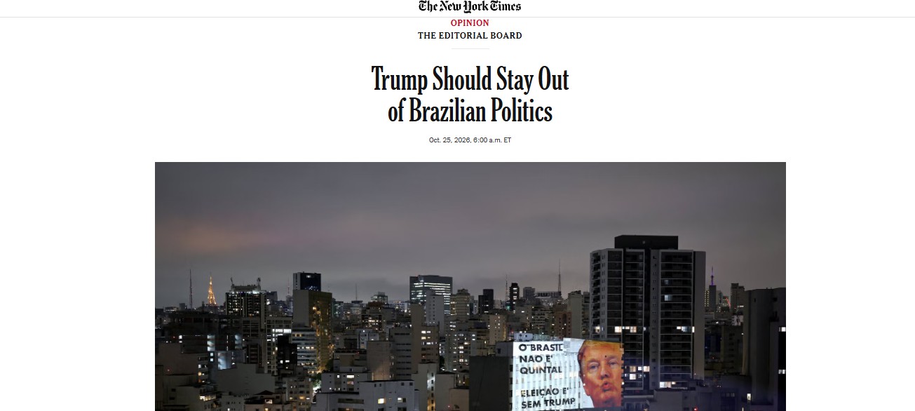 Em editorial, NYT defende que Trump 'fique fora' da política brasileira em meio ao segundo turno - Foto